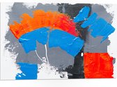 PVC Schuimplaat- Oranje, Rode Blauwe en Grijze Verfvlekken op Witte Achtergrond - 75x50 cm Foto op PVC Schuimplaat