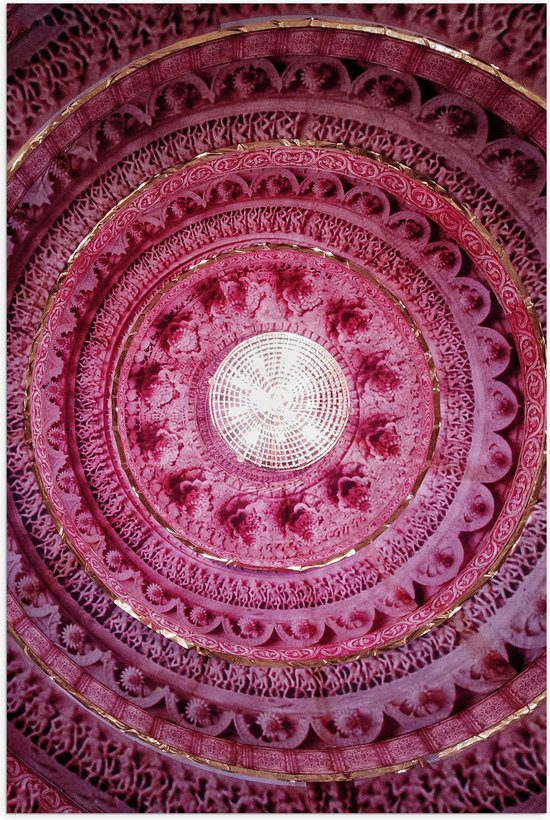 Poster (Mat) - Roze Cirkels van Verschillende Patronen - 70x105 cm Foto op Posterpapier met een Matte look