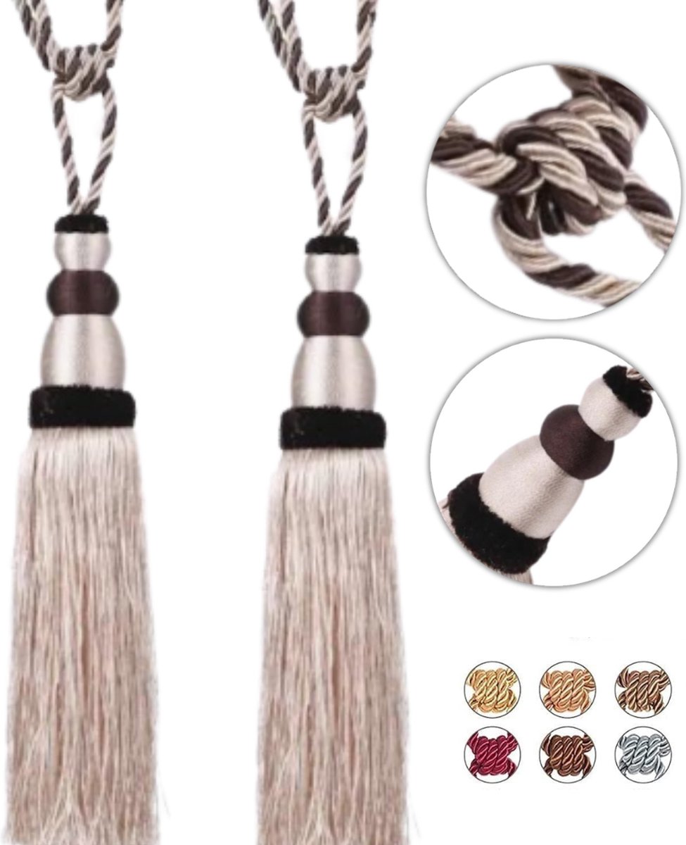 Barokke Dubbele Kwastjes Gordijn Tieback - Goudbeige Bruin #5207 - Set Van 4