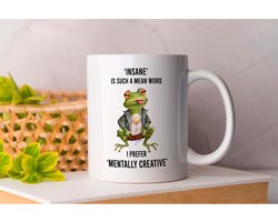 Mok Insane Is Such a Man Word - Owl - Uil - Funny - Cute - Cadeau - Gift -Cat - Kat - beer - Kip - Chicken - Frog - Kikker - Cow - koe - laugh - lachen