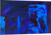 Dibond - Felblauwe Vlekken tegen Donkerblauwe Achtergrond - 120x80 cm Foto op Aluminium (Met Ophangsysteem)