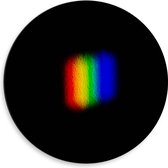 Dibond Muurcirkel - Regenboogkleurige Vlekjes op Zwarte Achtergrond - 50x50 cm Foto op Aluminium Muurcirkel (met ophangsysteem)