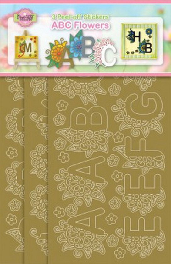 Sticker ABC Flowers 3pack Goud