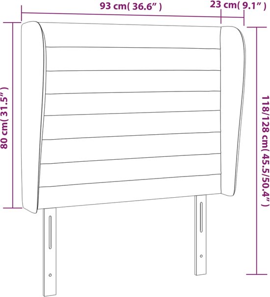 vidaXL - Tête de lit - avec - bords - 93x23x118/128 - cm - velours - noir
