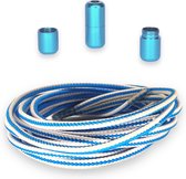 Agletless® LichtblauwWit Elastische veters zonder strikken - Driehoek - Bespaar tijd & geld - one-size-fits-all