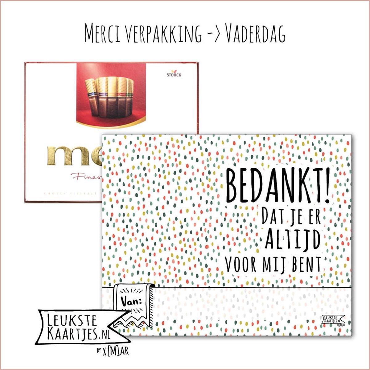 Kaartkadootje Merci -> Vaderdag - No:04 (Bedankt dat je er ALTIJD bent-Stippen-Gekleurd) - LeuksteKaartjes.nl by xMar