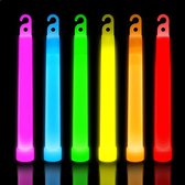 Partizzle 24x Grote Glow in the Dark Party Sticks - Met Koord - Glowsticks - Verjaardag Neon Carnaval Feest Versiering - 6 Kleuren