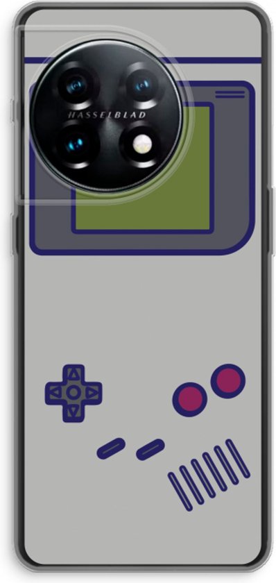 Telefoonhoesje met een Game Boy-design, met een grote cameralens op de achterkant.