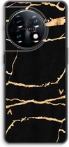 Case Company® - Hoesje geschikt voor OnePlus 11 hoesje - Gouden marmer - Soft Cover Telefoonhoesje - Bescherming aan alle Kanten en Schermrand