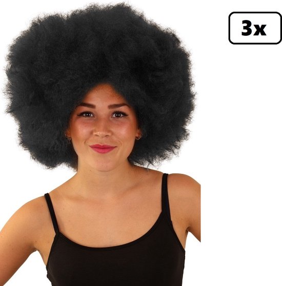 3x perruque afro noire disco - taille unique - festival disco carnaval  coiffure afro