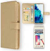 Casemania Hoesje Geschikt voor Samsung Galaxy A25 & A24 4G Goud & Glazen Screenprotector - Portemonnee Book Case - Kaarthouder & Magneetlipje