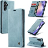 Casemania Hoesje Geschikt voor Samsung Galaxy A25 & A24 4G Aqua Blue - Portemonnee Book Case