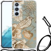 Case geschikt voor Samsung Galaxy A54 5G Vintage Bird Flowers