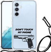 Cover Case Geschikt voor Samsung Galaxy A54 5G Telefoonhoesje met doorzichtige rand Pistol Don't Touch My Phone