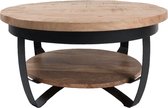 Table basse Cilamon - 35 x 70 x 70 cm - Bois / Bois - 2 plateaux en bois - Structure noire - Aspect industriel