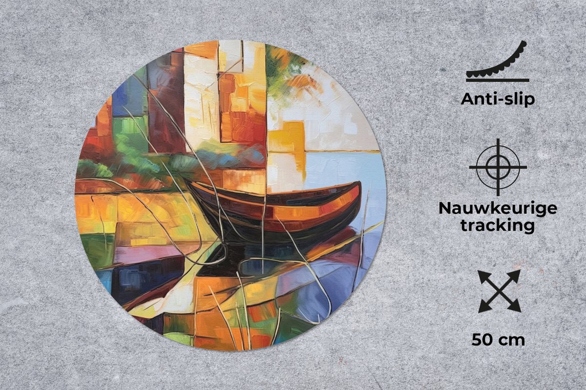 Muismat rond 50x50 cm - Mousepad Abstract - Kunst - Boot - Kleuren - Ronde muismatten