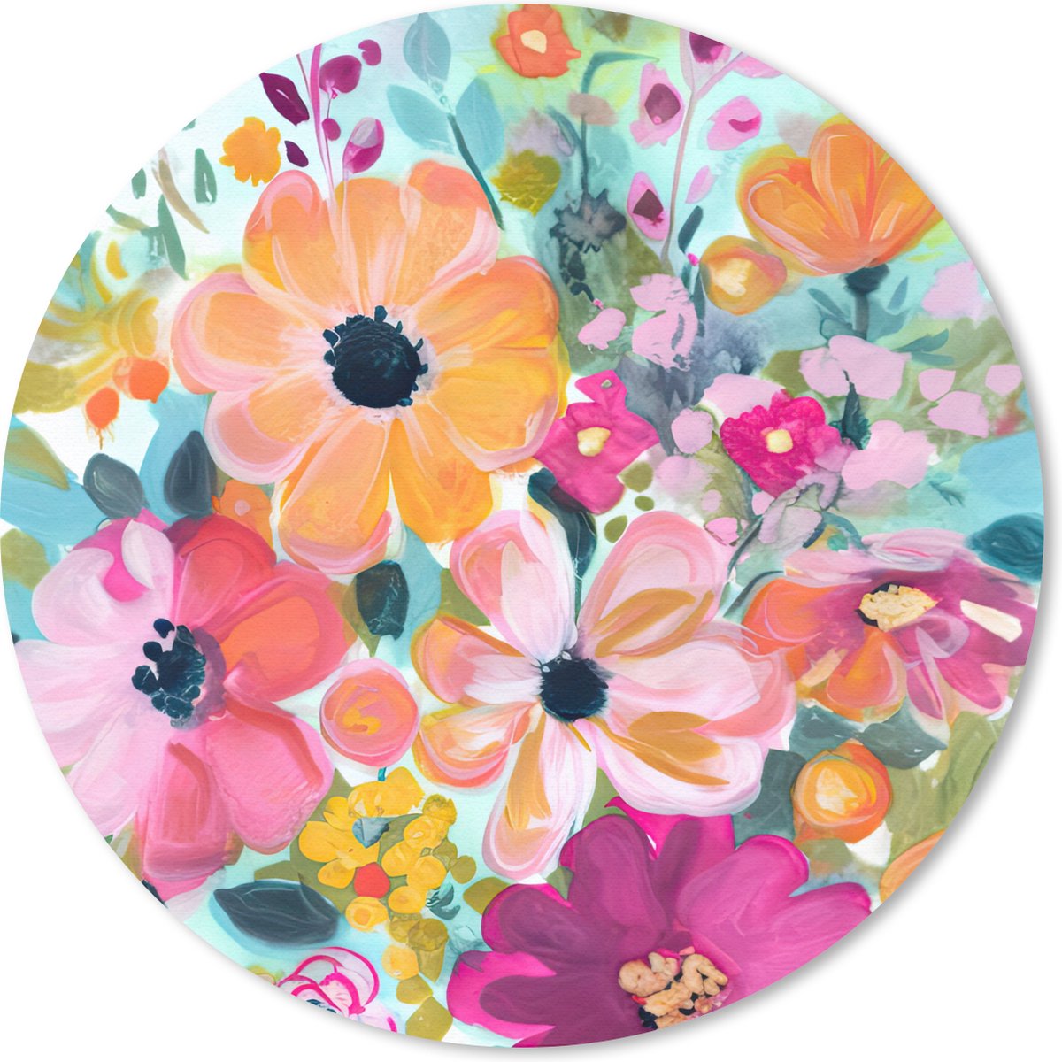 Muismat rond 20x20 cm - Mousepad Bloemen - Schilderij - Natuur - Botanisch - Ronde muismatten