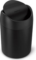 Simplehuman - Prullenbak Mini Can 1,5 liter - Zwart - Roestvast Staal