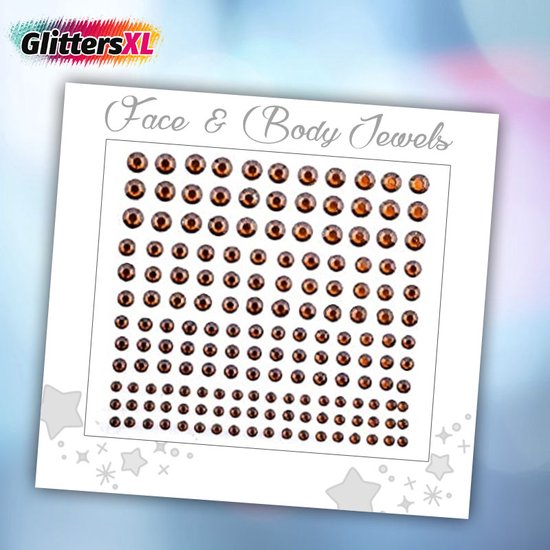 GlittersXL Face & Body Jewels (165 Diamantjes Brons/Bruin) [Dots