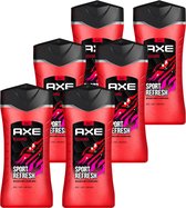 Axe 3-in-1 Douchegel, Facewash & Shampoo - Sport Recharge - 6 x 250 ml - Voordeelverpakking