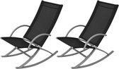 vidaXL - Tuinschommelstoelen - 2 - st - staal - en - textileen - zwart