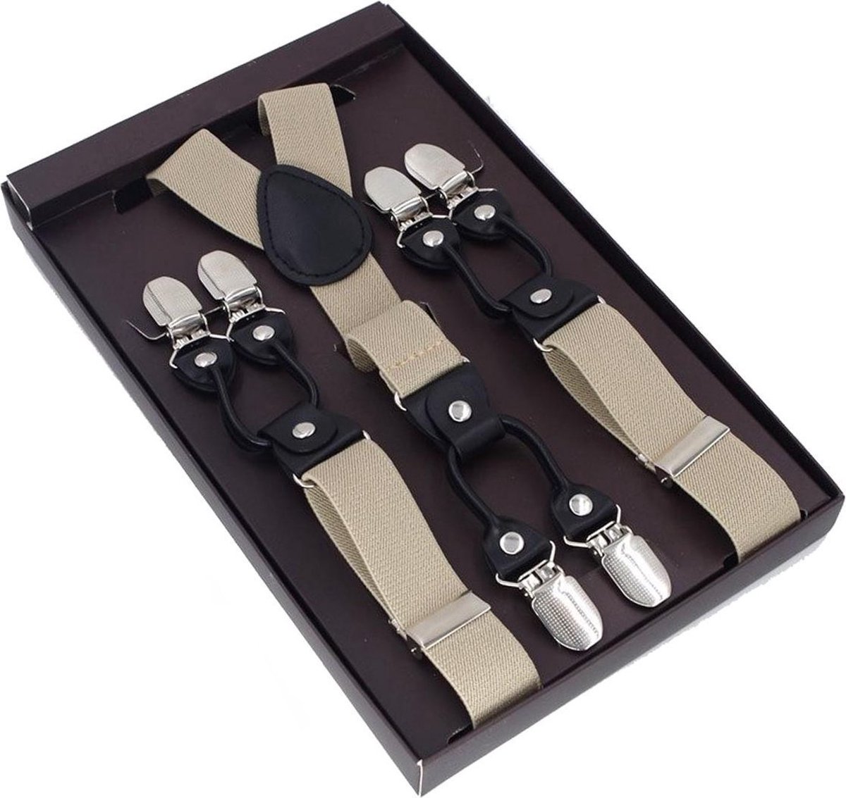Bretelles Luxe chic - Beige Sorprese - cuir noir - 6 clips robustes - 2,5  cm de large... | bol