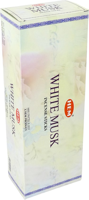 HEM White Musk wierookdoos, blauwe en witte decoratie met bloemenprint.