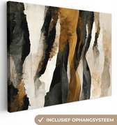 Canvas - Muurdecoratie - Foto op canvas - 80x60 cm - Slaapkamer - Kunst - Landschap - Bergen - Zwart - Wit - Beige - Wanddecoratie - Canvas schilderij - Schilderijen - Woonkamer - Canvasdoek