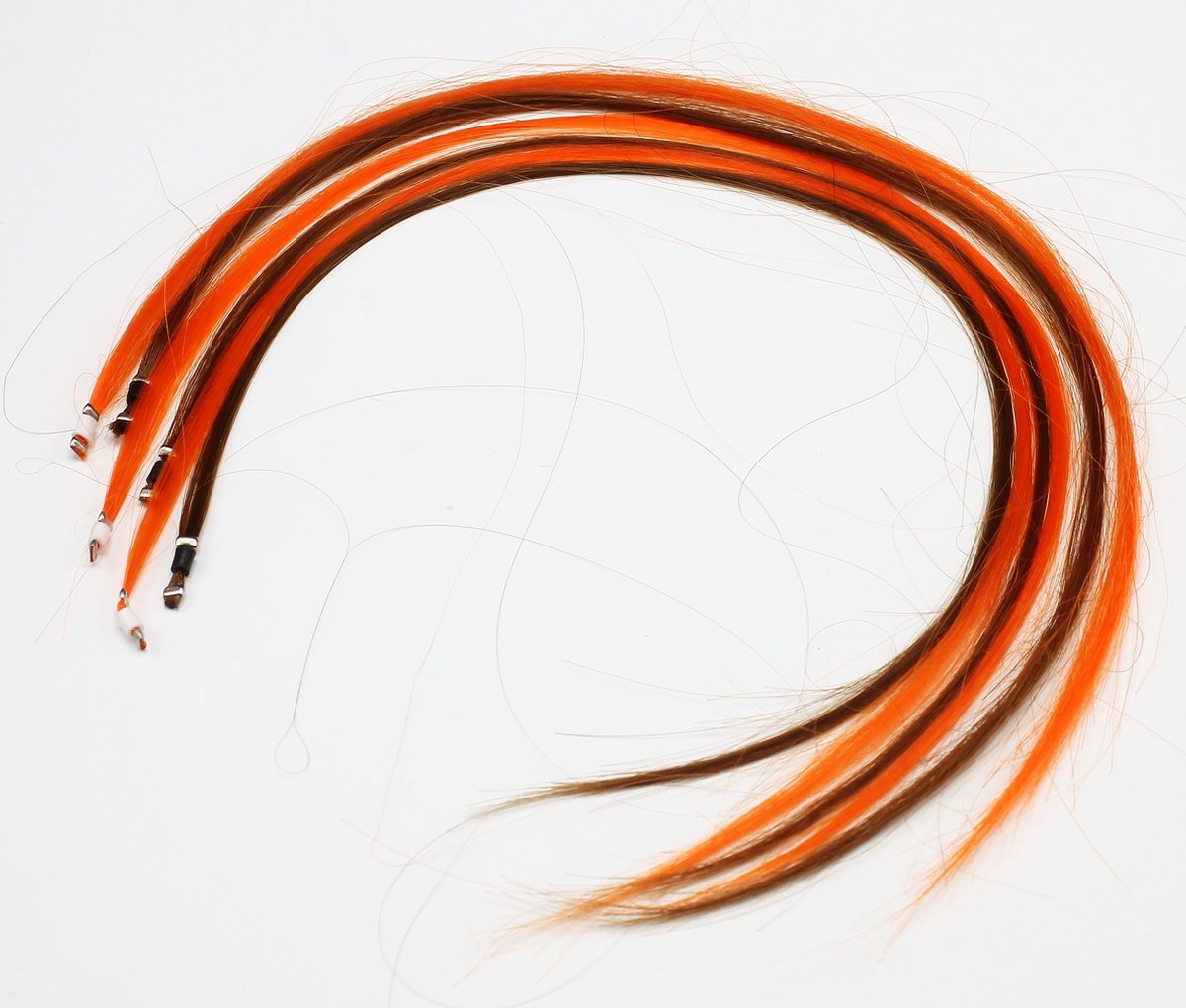 Kinder Funny Color Hair Extensions 3 x bruin en 3 x Oranje 35 cm