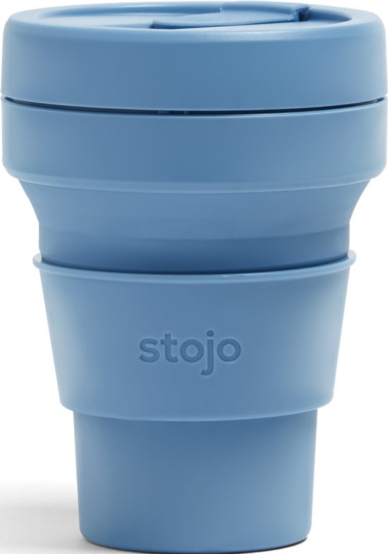 STOJO - Opvouwbare beker - To Go - Steel - Blauw - 355ml (12oz)- Herbruikbaar