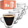 4 Dubbelwandige Espresso Thermische Glazen 80ml - Houdt u langer warm - Beschermt uw handen - Met geschenkverpakking