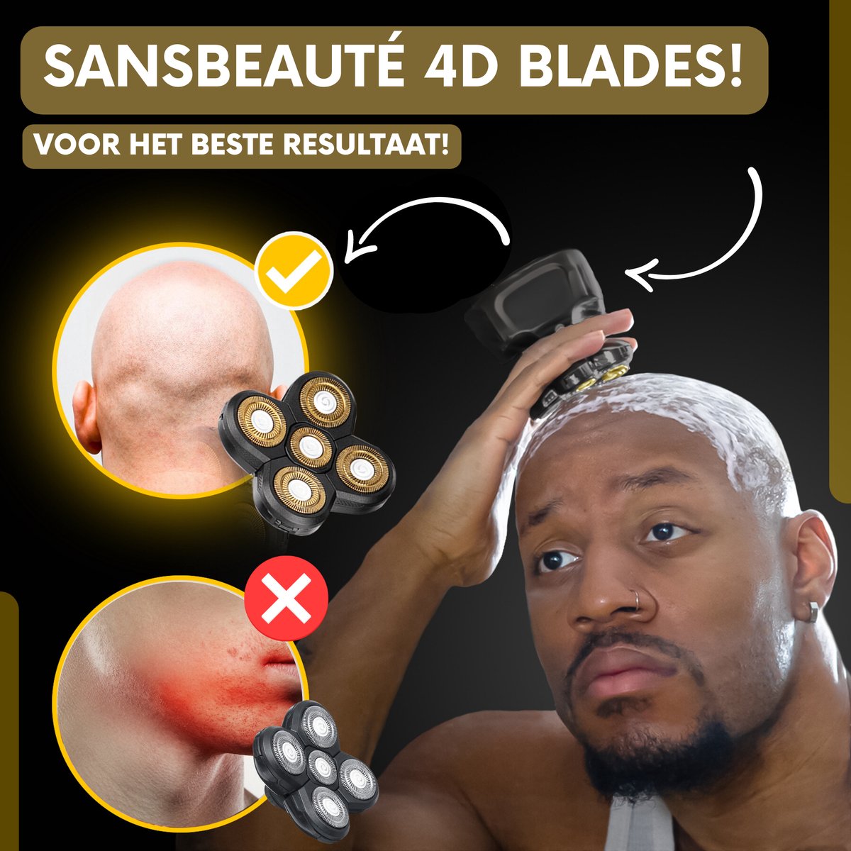 6-in-1 Scheerapparaat Mannen – Trimmer - Sansbeauté® Skull Sharp Classic - Electric Face & Head Shaver - Hoofd Kaal Scheren – Elektrisch - Nat & Droog thumbnail 5