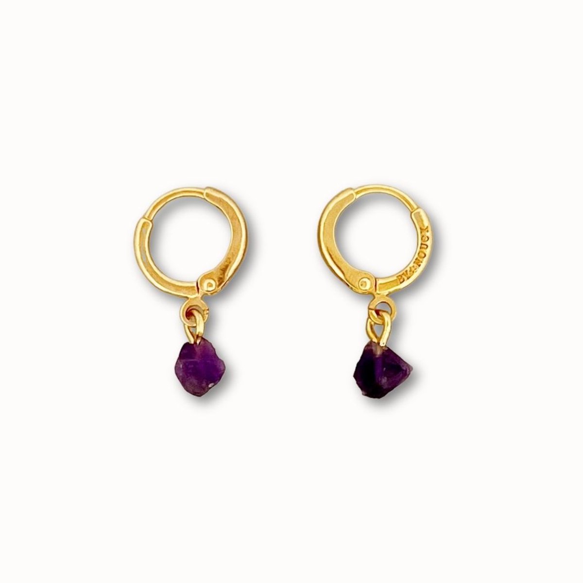 ByNouck Jewelry - Oorbellen Set Amethist Steen - Oorbellen - Dames Oorbellen - Verguld - Betekenisvol