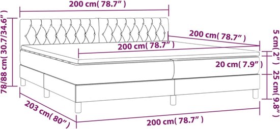 vidaXL - Boxspring - met - matras - fluweel - roze - 200x200 - cm