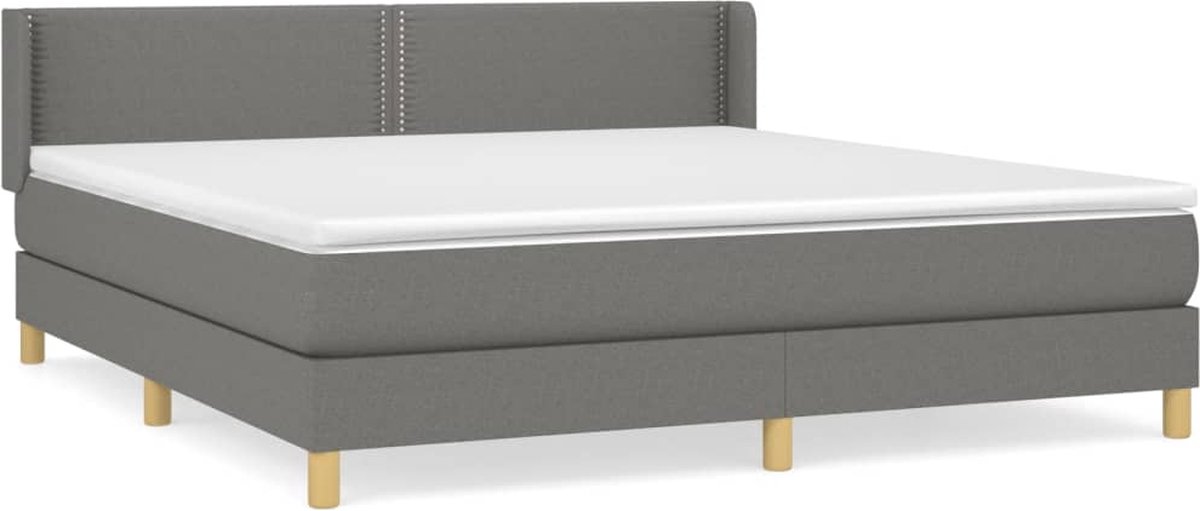 vidaXL - Boxspring - met - matras - stof - donkergrijs - 160x200 - cm