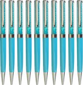 Swarovski Stijl Pennen | 10 Stuks | Blauw | Metaal | 500+ Kristallen
