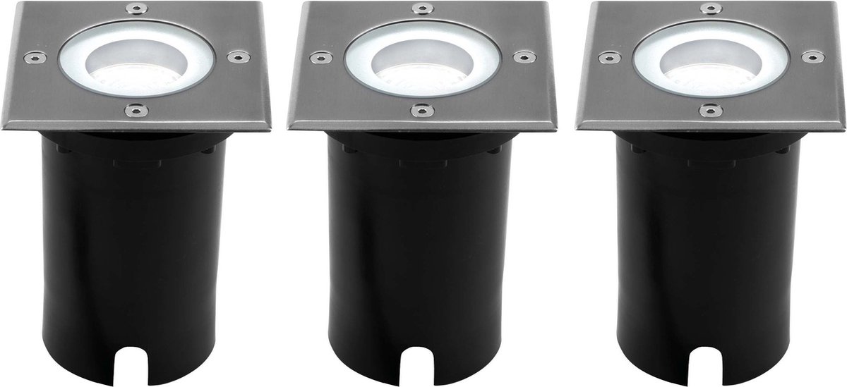 Ledvion Set van 3 LED Grondspot Buiten IP67 3W 230V 345Lm 6500K GU10 wit