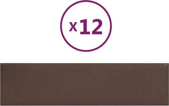 vidaXL - Wandpanelen - 12 - st - 1,08 - m² - 60x15 - cm - kunstleer - bruin