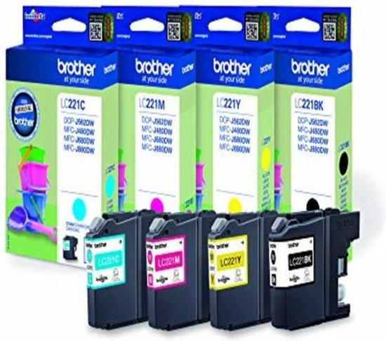 Brother LC-221BKCMY - Inktcartridge / Zwart / Geel / Magenta / Cyaan