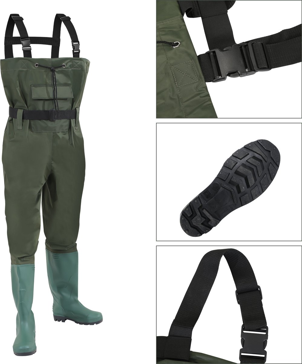 Waadpak met Haak - Waadbroek - Visserspak - Regenpak - 100% Waterdicht - Schoenmaat 47