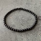 Armband - natuursteen - mat zwarte onyx - 4 mm 19 cm