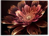 Acrylglas - Roze Bloem met Rosé Gouden Details - 40x30 cm Foto op Acrylglas (Wanddecoratie op Acrylaat)