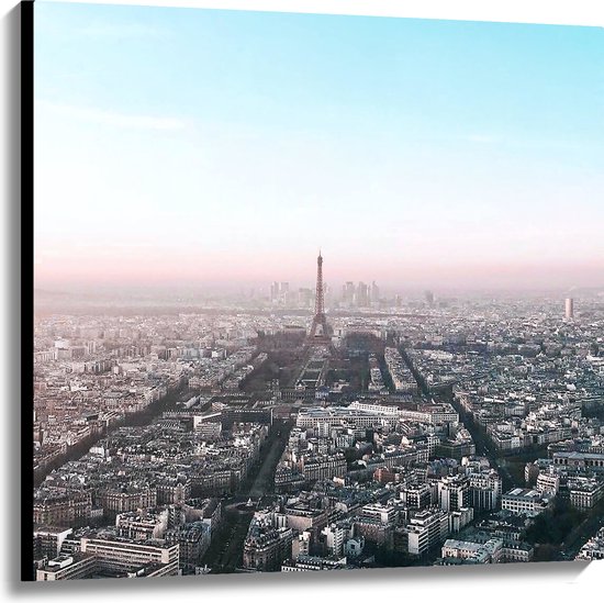 Canvas - Parijs - Eiffeltoren - Stad - Gebouwen - Kleuren - 100x100 cm Foto op Canvas Schilderij (Wanddecoratie op Canvas)