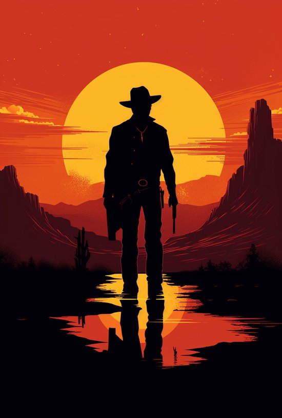 Cowboy Poster | Sunset Poster | Western Poster | 51x71cm | Geschikt om in te lijsten