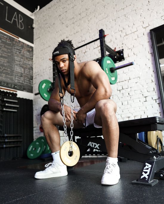 Tunturi Nek Trainingsriem - Nek lifting belt - Leer - Met Ketting
