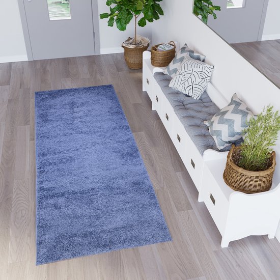 SUCERU Tapijtloper Vloerkleed Antislip Keukentapijt Wasbare Modern Tapijtenlopers 50X90CM Deurmatten Lopers Blauw Tapijtmatten Ingang Slaapkamer Woonkamer Wasruimte keukenvloermat