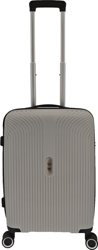 SB Travelbags Handbagage koffer 55cm 4 dubbele wielen trolley - Licht Grijs - TSA slot