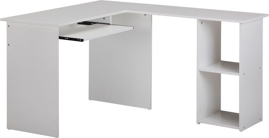 Rootz Bureau - Wit Design - Studeerkamer en thuiskantoortafel met plank - 140x75,5x120cm