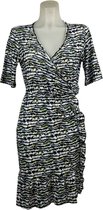 Angelle Milan – Travelkleding voor dames – Zebra Geel Groen Blauwe Lange Mouw OverslagJurk – Ademend – Kreukherstellend – Duurzame jurk - In 4 maten - Maat XL