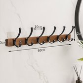 VIGH Essentials - moderne wandkapstok met echt walnoothout - 12 hangers - design wandkapstok walnoothout